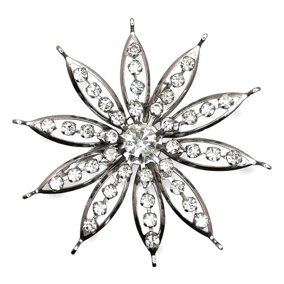 Huge Crystal Rhinestone Flower Brooch - Picture 1 of 3